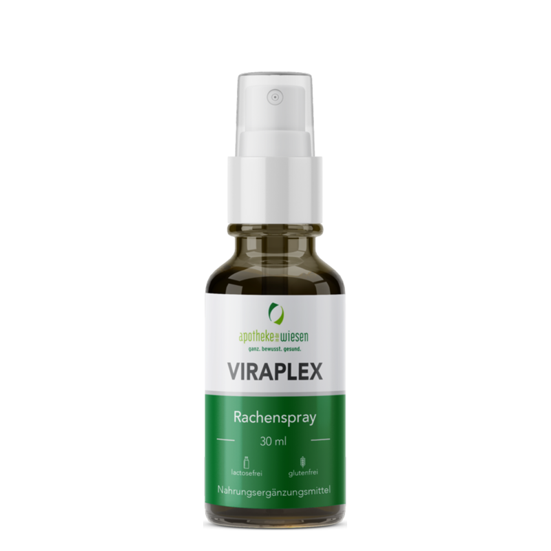 Braunglasflasche mit Pumpzerstäuber für Viraplex Rachenspray, 30 ml, laktose- und glutenfrei.